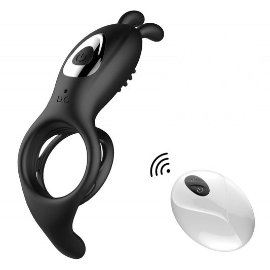 9-Frequency Vibrating Cock Ring with Rabbit Ears for Enhanced Pleasure
