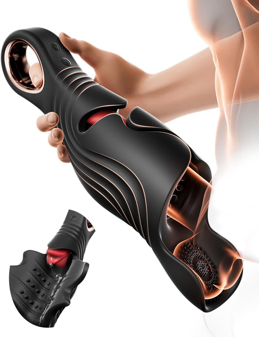 HeartCaptor Smart Male Stroker for Him | Rechargeable Intimacy Device with Tongue Licking Modes and Dual Stimulation