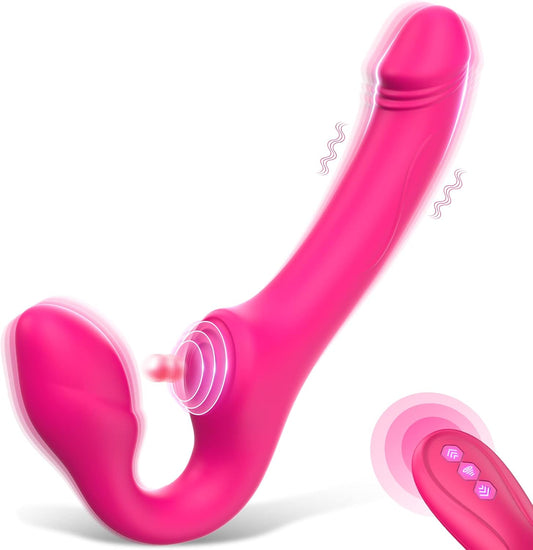 HeartCaptor Strapless Double-Ended Silicone Dildo for Couples & Solo | Tapping & Vibrating Intimate Device with Remote Control