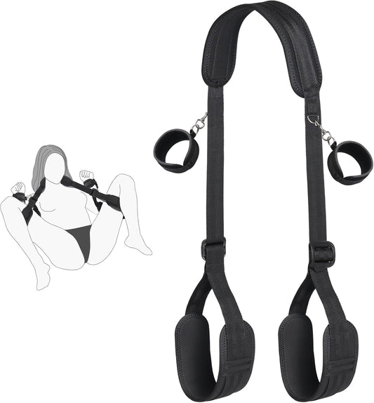 HeartCaptor BDSM Bed Restraints Kit for Couples | Adjustable Handcuffs and Thigh Straps Intimate Wellness Device