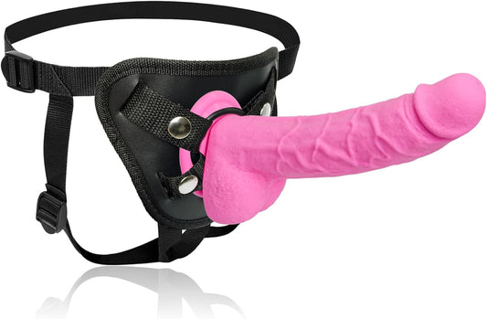 HeartCaptor Realistic Liquid Silicone Strap On Dildo Set for Couples | Ergonomic Wearable Intimate Device with Adjustable Harness & Suction Cup