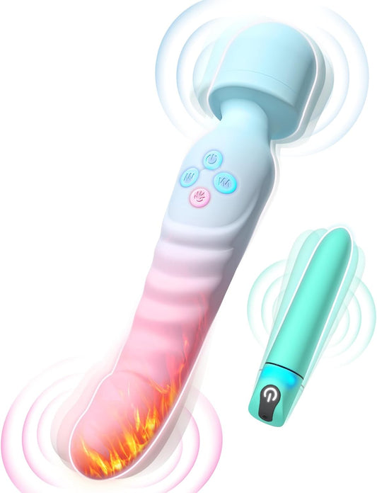 HeartCaptor 2-in-1 Intimate Wellness Wand and Bullet Set for Women | Heated Waterproof Rechargeable Personal Massager