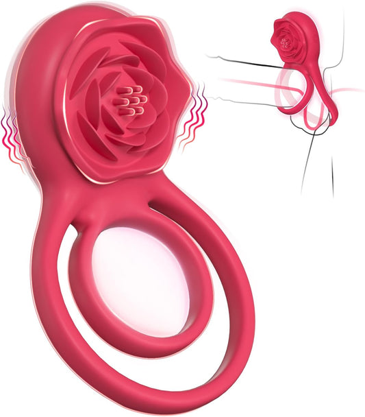 HeartCaptor Vibrating Cock Ring for Men and Couples | Dual Stimulating Intimate Wellness Device with Rose Clitoral Massager and 7 Vibration Modes