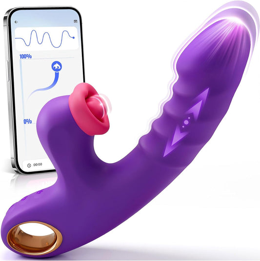 HeartCaptor 3-in-1 App-Controlled Rabbit Vibrator for Women | Rechargeable Thrusting G-Spot Intimate Wellness Device