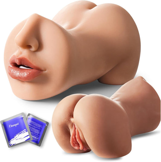 HeartCaptor 3-in-1 Male Stroker for Him | Soft TPE Pocket Masturbator with Textured Tunnels for Endurance Training