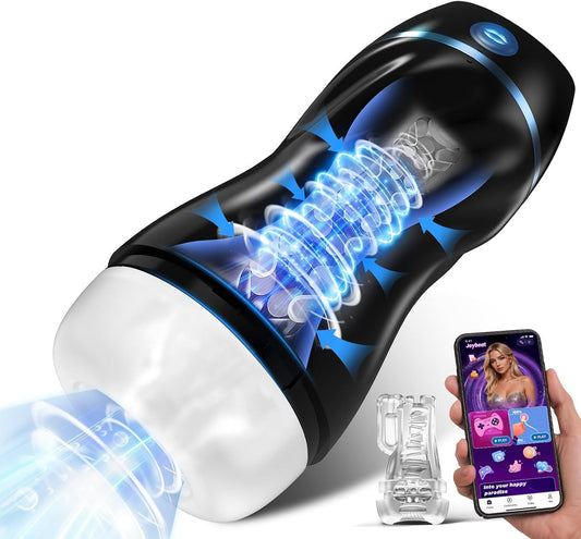 HeartCaptor Smart Male Stroker for Him | App-Controlled Interactive Masturbator Cup with Suction & 3D Textured Sleeve