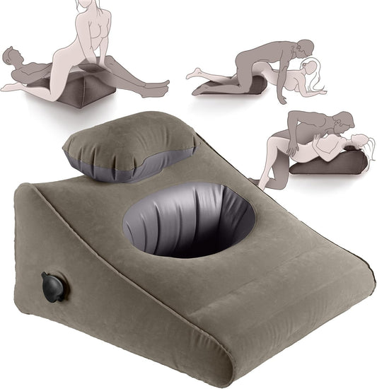HeartCaptor Inflatable Position Wedge Pillow for Couples | Ergonomic Velvet Intimate Support Cushion