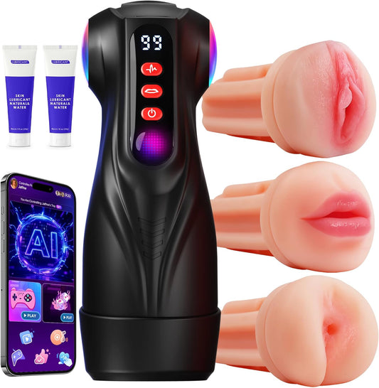 HeartCaptor Automatic Male Stroker for Men | App Controlled Intimate Device with 3 Textured Sleeves