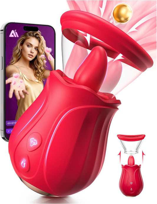 HeartCaptor Rose Licking Vibrator for Women | AI-Sync App-Controlled Intimate Wellness Device with Suction and 360-Degree Rotation