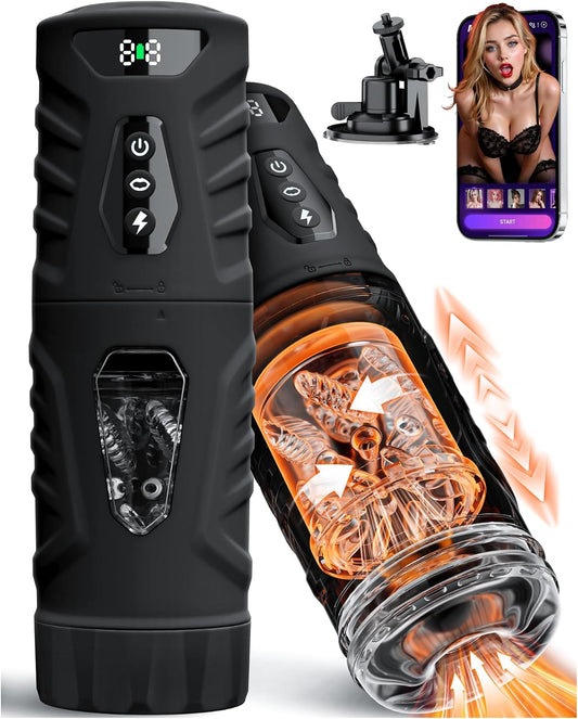 HeartCaptor Hands-Free Automatic Male Stroker for Men | App-Controlled Rechargeable Intimate Wellness Device with Suction and Rotation