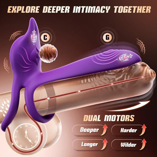 HeartCaptor Dual Vibrating Cock Ring for Couples | App-Controlled Intimate Wellness Device with Clitoral Stimulation