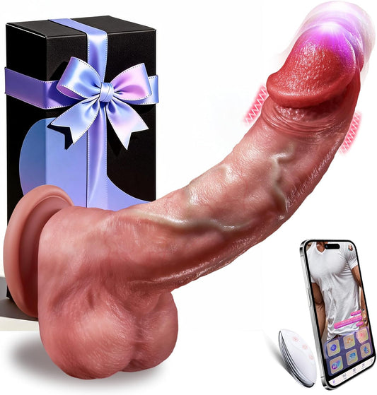 HeartCaptor Thrusting Dildo Vibrator for Women & Couples | Remote Control Intimate Wellness Device with Suction Cup Base