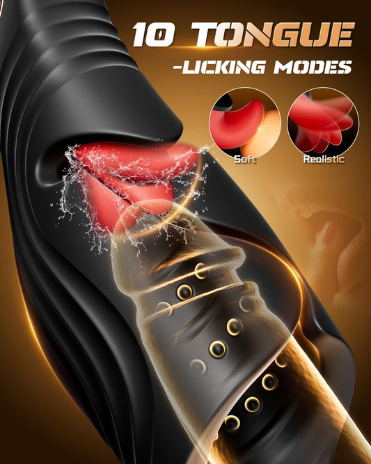 HeartCaptor Smart Male Stroker for Him | Rechargeable Intimacy Device with Tongue Licking Modes and Dual Stimulation