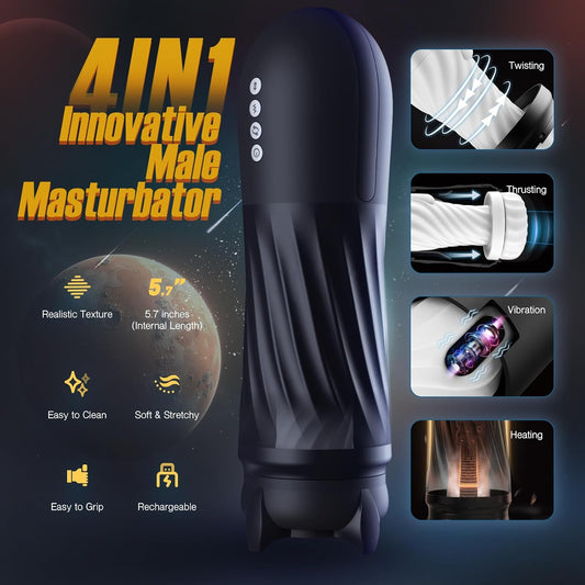 HeartCaptor Smart Male Masturbator for Him | Rechargeable Intimacy Device with Twisting, Thrusting, and Heating Function