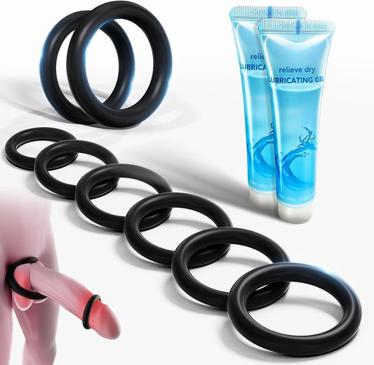 HeartCaptor Silicone Penis Rings Set for Men | 6 Sizes Stretchy Cock Rings for Stamina and Firmness, Couples Intimate Wellness Kit