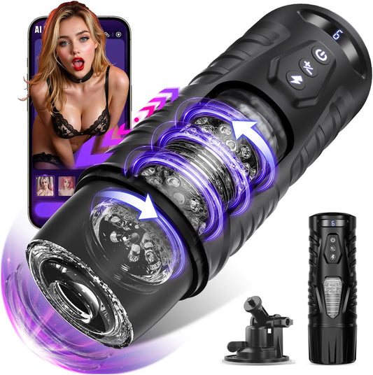 HeartCaptor AI Sync Interactive Male Stroker for Men | 7 Thrusting & Rotating Modes with App Control for Immersive Solo Play