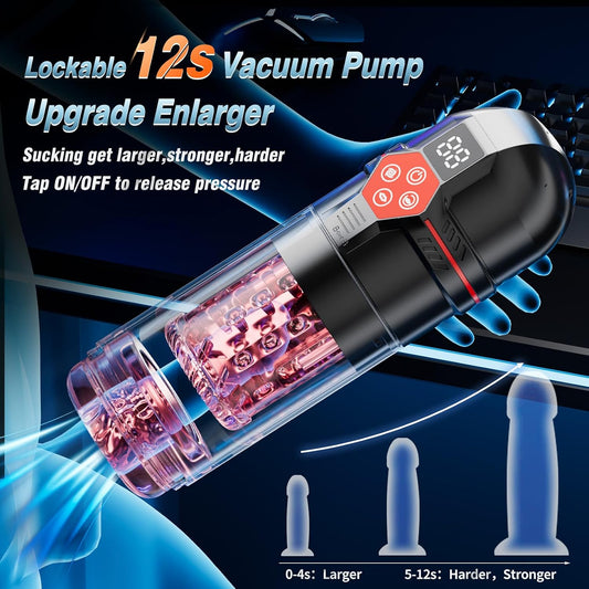 Mrgras 6-in-1 Automatic Male Stroker for Him | Waterproof Intimate Wellness Device with LCD Display and Real Vacuum Pump by HeartCaptor