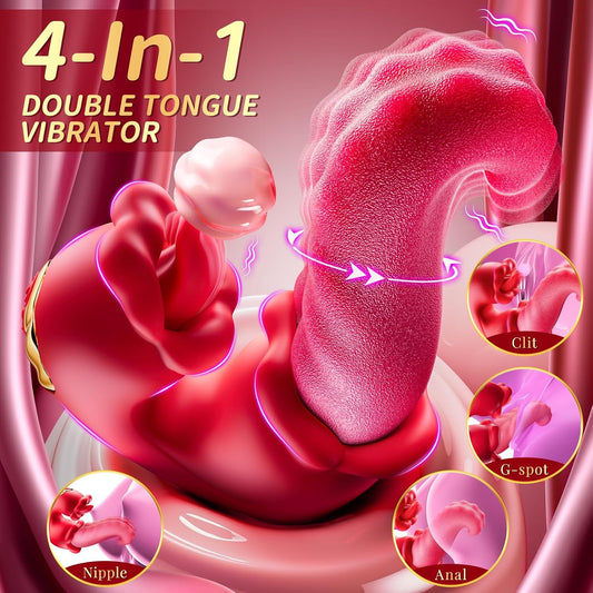 AAVibe Rose Tongue Vibrator for Women | Rechargeable Silicone Intimate Wellness Massager with 10 Modes