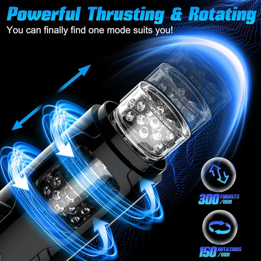 HeartCaptor Automatic Masturbator for Him | Rechargeable Intimacy Device with Thrusting and Rotating Texture
