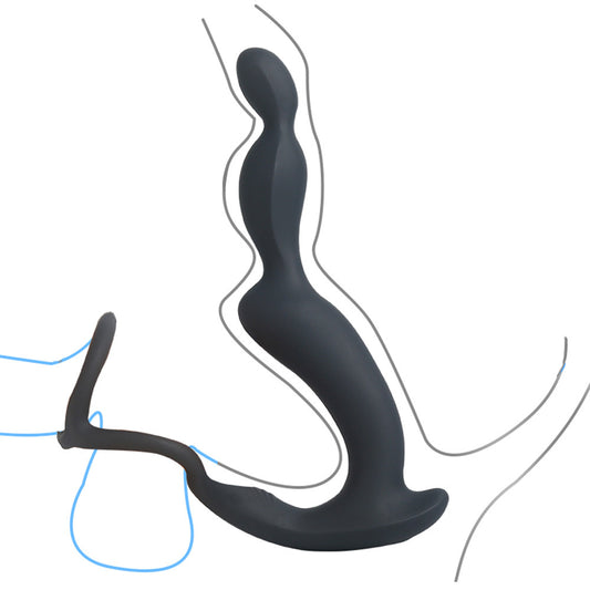 P-peak Wireless Remote Control Anal Beads with Penis Ring - Intimate Pleasure Enhancement