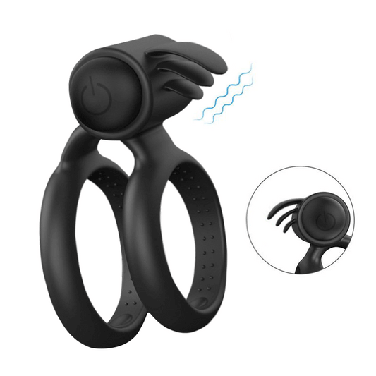 Enhanced Pleasure Vibrating Double Ring Cock Ring