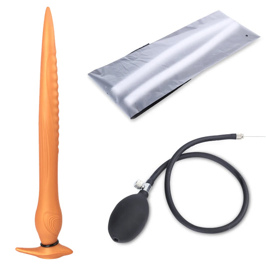 Oppustelig silikone analprop for forbedret erotisk leg