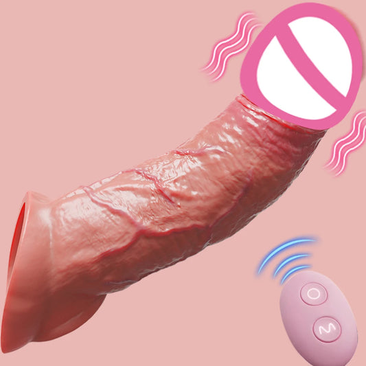 HeartCaptor Silicone Penis Sleeve Extender with Vibration 9 Modes Remote Control Waterproof