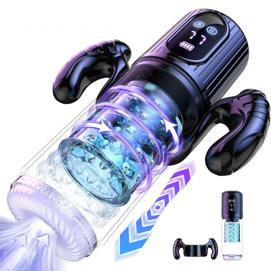 HeartCaptor Electric Thrusting Rotating Piston Stroker for Men Automatic Telescopic Masturbation Cup TPE ABS Material