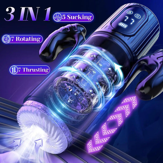 HeartCaptor Electric Thrusting Rotating Piston Stroker for Men Automatic Telescopic Masturbation Cup TPE ABS Material
