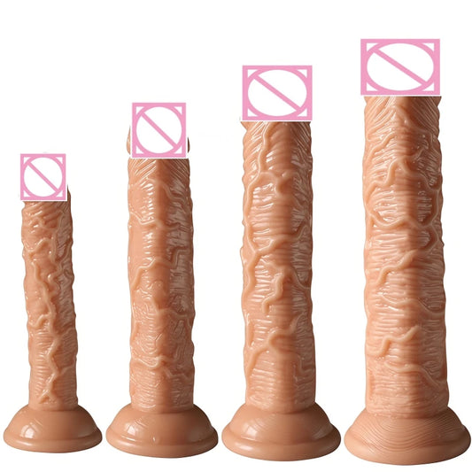 HeartCaptor Realistic Veined Silicone Dildo with Strong Suction Cup, 4 Sizes, Waterproof Adult Toy