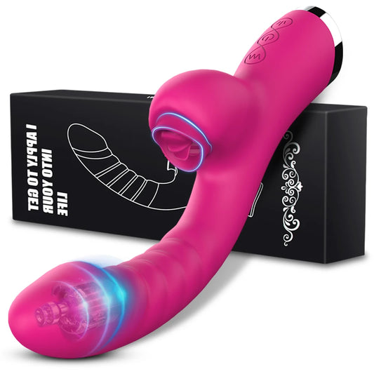 HeartCaptor Tongue Licking Vibrator 2-in-1 Clitoral Stimulator 10 Modes Silicone Waterproof