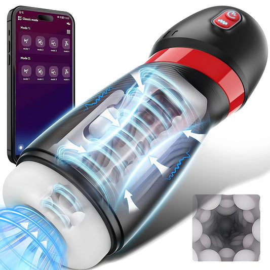 HeartCaptor Male Masturbator 9 Sucking Vibrating Modes APP Control Penis Pump 3D Textured Sleeve