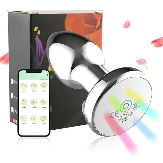 Heart-Shaped App-Controlled Metal Anal Plug for Couples