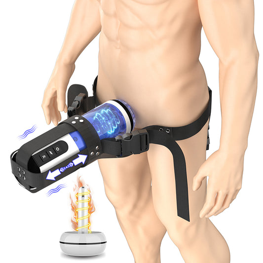Buff Waterproof Telescopic Masturbation Cup with Harness