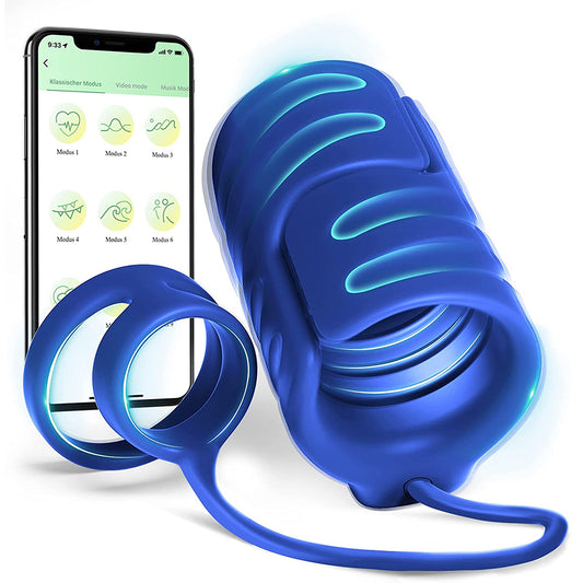 Enhanced Pleasure with App-Controlled Penis Sleeve and Double Rings