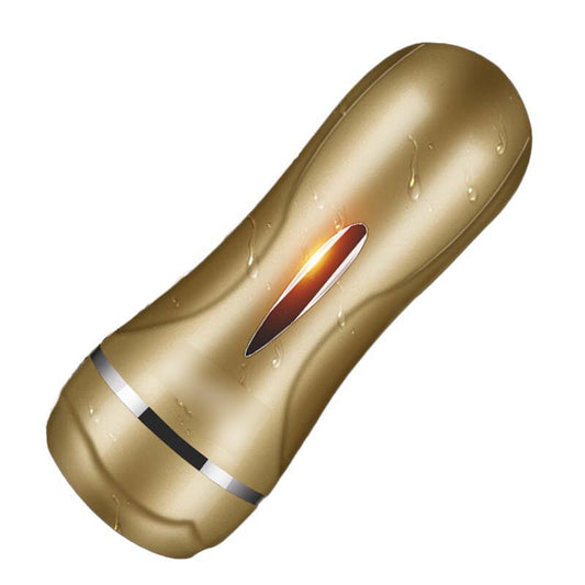Golden Dual-Channel TPE Masturbation Cup for Enhanced Pleasure