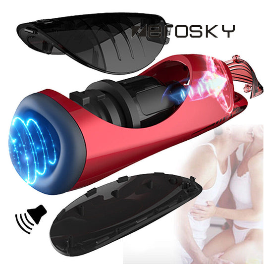 Silicone Telescopic Masturbator Cup for Men - Automatic Voice Control