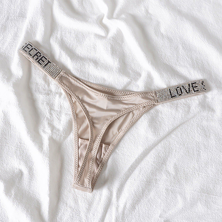 Women's Shiny Rhinestone Thong Low Waist Panties Sexy Underwear - HeartCaptor