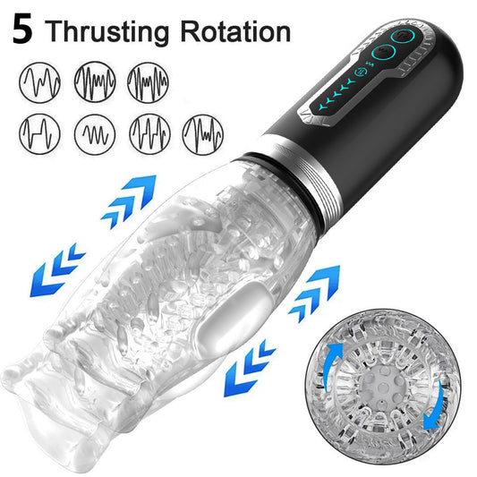 Super-Long Stroker Male Masturbator with Rotating and Vibrating Features