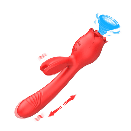 Bunny Rose 3-in-1 Clitoral Suction & Thrusting Vibrator