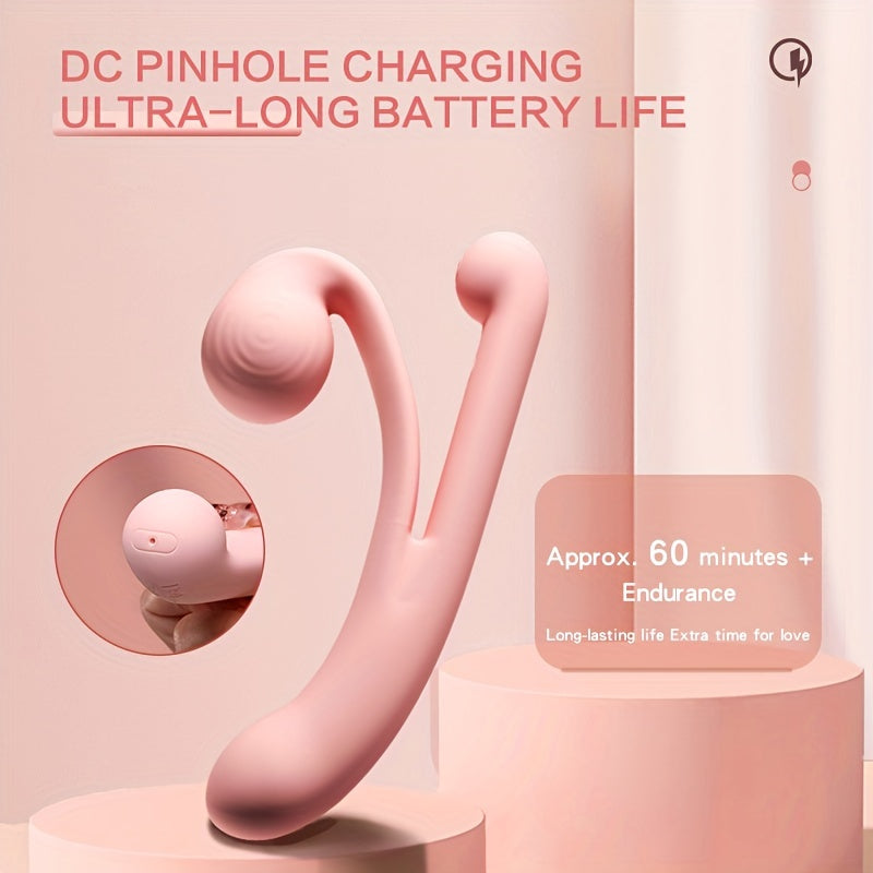 Silicone Female Clitoral Stimulator, Double-headed Vibrator - HeartCaptor