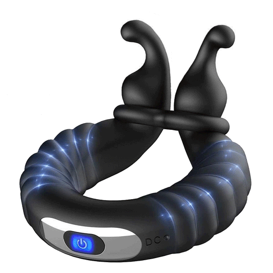 USB Rechargeable Vibrating Dual Penis Ring for Enhanced Performance