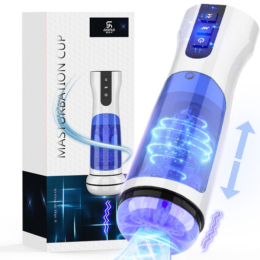 Buff Waterproof Telescopic Masturbation Cup with Harness