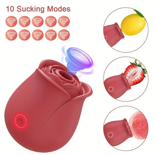 Rose Clitoral Stimulator: 10 Modes, Waterproof, Rechargeable