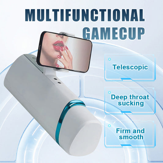 Gamecup Plus: Advanced Heating Thrusting Vibrating Penis Stroker with Phone Holder
