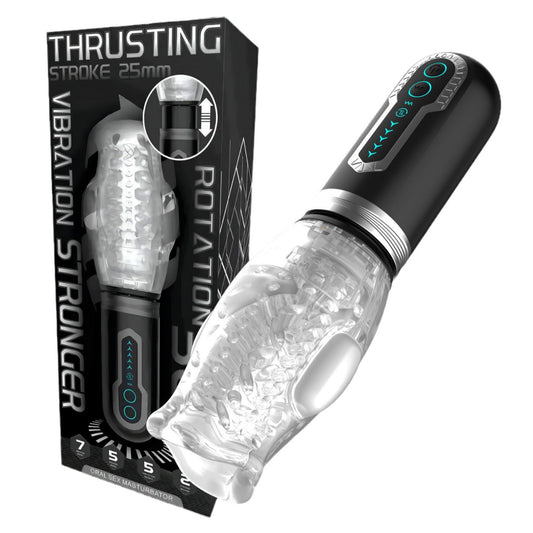 Super-Long Stroker Male Masturbator with Rotating and Vibrating Features