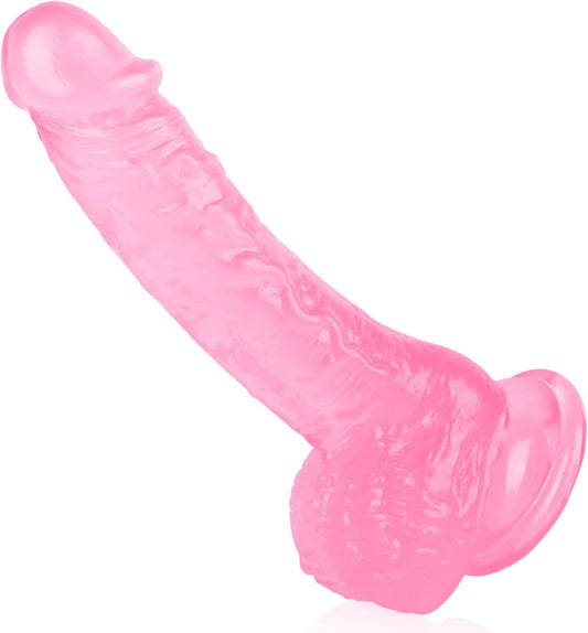 HeartCaptor Realistic Silicone Dildo for Beginners and Unisex Play | 7 Inch Soft Pink with Strong Suction Cup