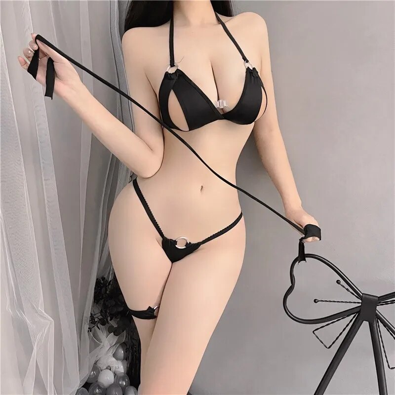 Plus Size Lace-up Japanese Split Bikini Mini Exotic Pants - HeartCaptor