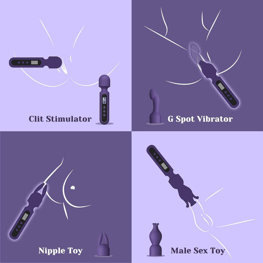 HeartCaptor Wand Vibrator Kit for Couples | Rechargeable Intimate Wellness Massager with Body-Safe Silicone Attachments
