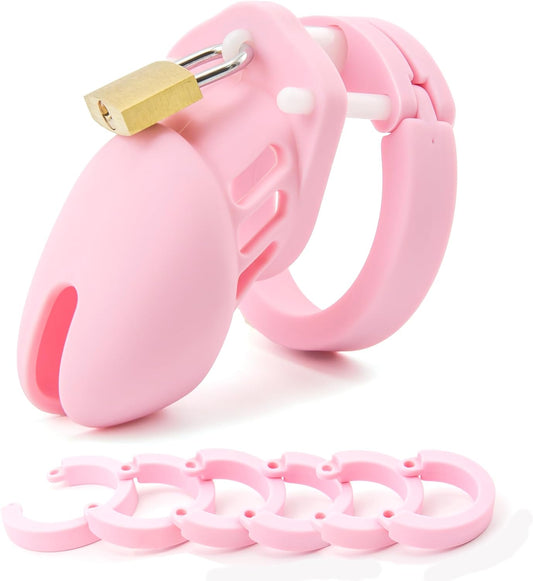 Silicone Chastity Cage for Men - Exercise & Play (Pink)